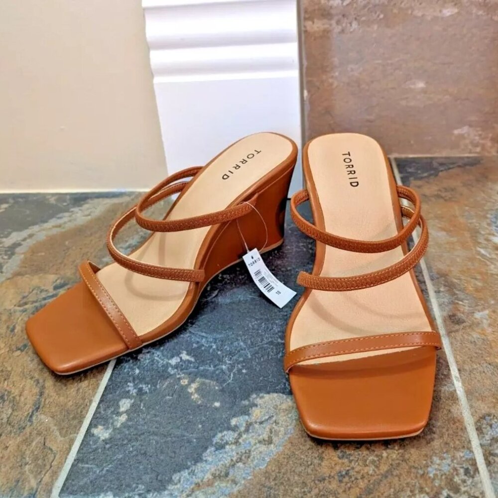 Torrid Brown Strappy Wedge Heel Sandals 10 WW